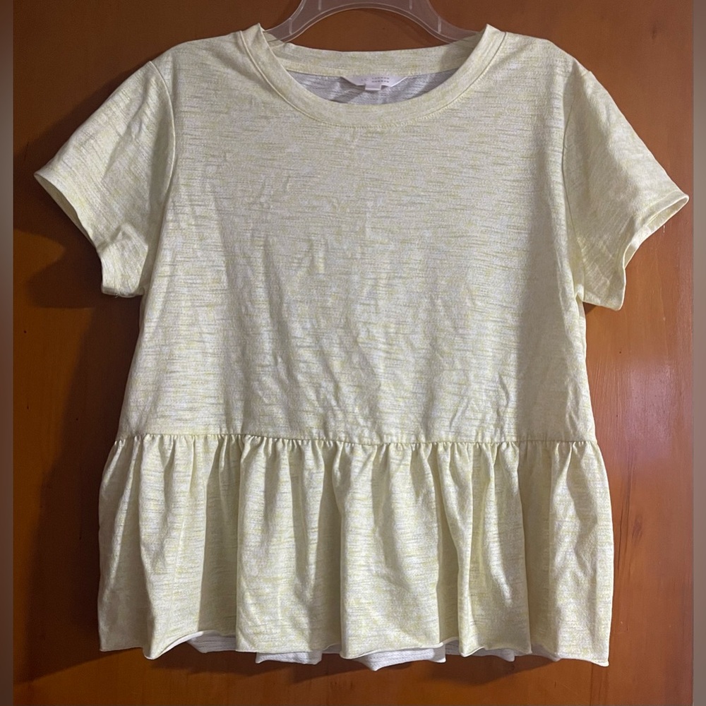 LC Lauren Conrad Light Yellow Peplum Tee